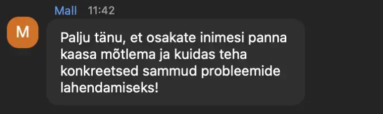 Osaleja tagasiside veebinari chatis