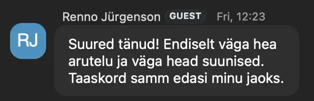 Osaleja tagasiside veebinari chatis