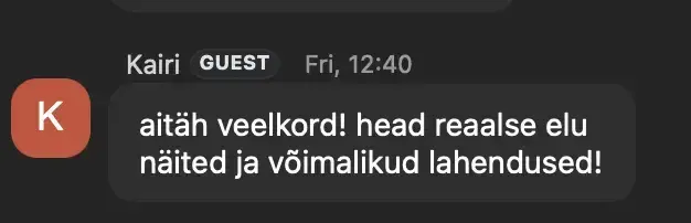 Osaleja tagasiside veebinari chatis