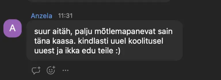 Osaleja tagasiside veebinari chatis